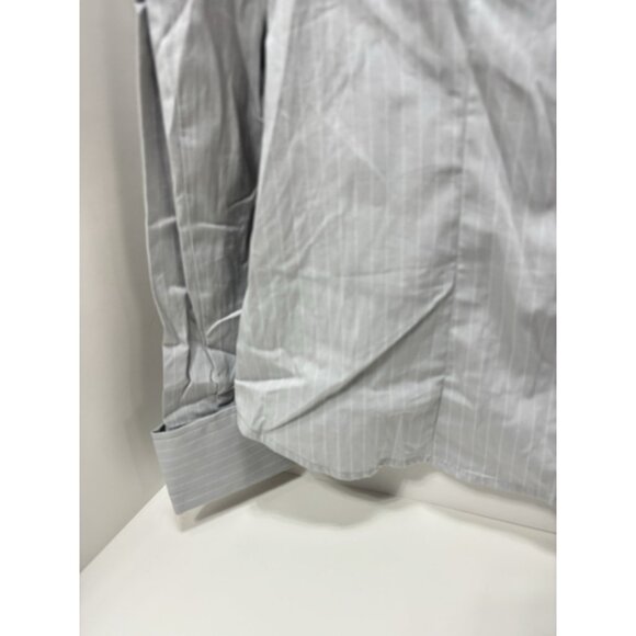 Jacob Womens Medium Grey White Striped Button Up Casual Dress Shirt Top New - Picture 5 of 8